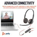 HP Poly Blackwire C3225 stereo peakomplekt USB-C/A & 3.5 mm