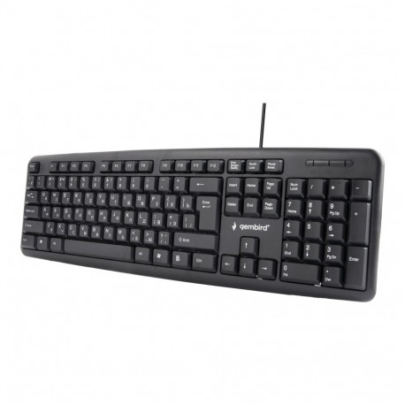 Gembird klaviatuur KB-U-103-RU standardne juhtmega EN/RU, must