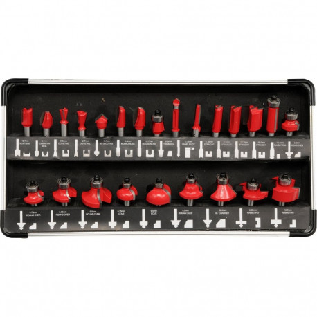 Yato puidufreeside komplekt YT-6801, 24 tk, 8 mm, YG6X, ±0.08 mm, silindriline hoidik, laagrid, lisa