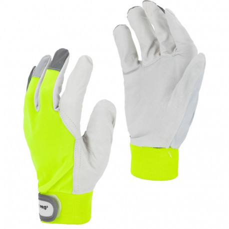 Rękawice ze skóry koz. żółte l272310p, karta, "10", ce,lahti