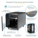 "12U 29inch Knock-Down Server Rack Cabinet with Casters"