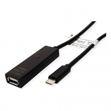 VALUE USB 2.0 aktiivne repiiteriga pikendusjuhe, A-C, must, 15 m