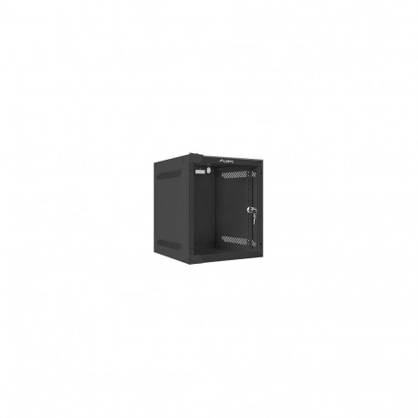 "10"" 6U 280x310 Wandgehäuse Glastür (FlatPack) sw"