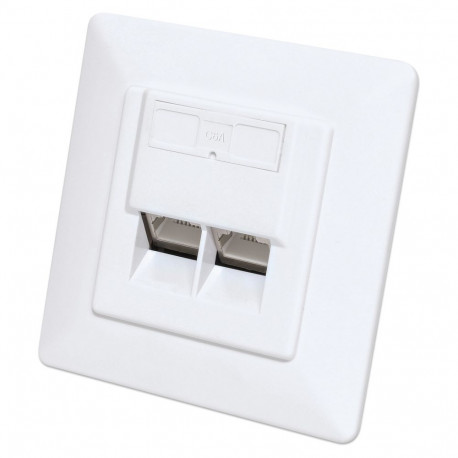 "INTELLINET 2-Port Cat6a 10G RJ45-Unterputzdose STP weiß"