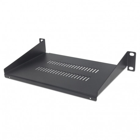 "INTELLINET 10"" Fachboden 150mm Frontmont. 1HE perforiert sw"