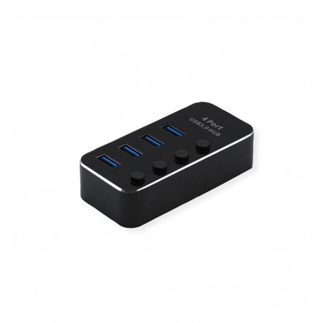ROLINE USB 3.2 Gen 1 sülearvuti jaotur, 4 porti, eraldi lülitatavad, must