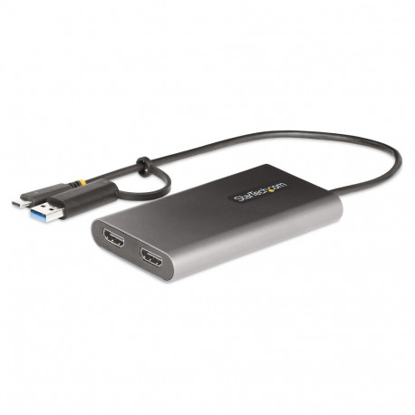 StarTech USB-C kahe HDMI-ga adapter, USB-C või A - 2x HDMI, 4K 60Hz, 100W PD läbiv toide, 1ft (30cm)