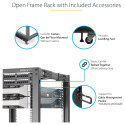 "StarTech 12U Adjustable Depth Open Frame 4 Post Server Rack w/ Casters / Levelers and Cable Managem