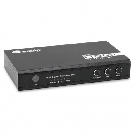 "Equip Switch HDMI2.0 3-In/1-Out +Fernbed. 4K/60Hz 18Gbps"