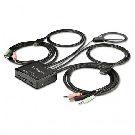 STARTECH.COM 2-pordiline HDMI KVM-lüliti 4 foot sisseehitatud kaablitega, OS-sõltumatu, 3,5 mm heli 