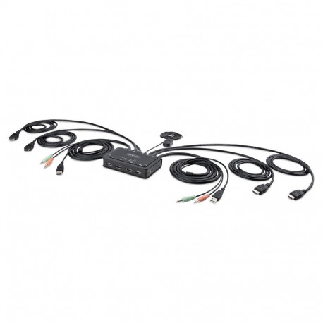 "STARTECH.COM 2-Port Dual Monitor HDMI KVM Switch 4K 60Hz KVM mit 1,5m Integrierten Kabeln USB-A/HDM