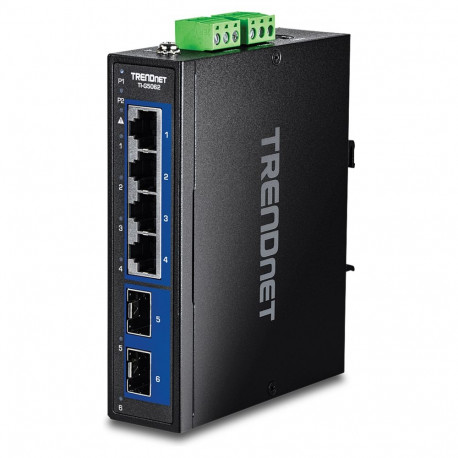 TRENDnet TI-G5062 tööstuslik DIN-liistu lüliti 6-pordiline 2.5G ja 10G SFP+ pordid