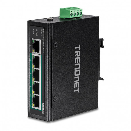 "TRENDnet 5-Port Industrieller Gigabit PoE+ DIN-Rail-Switch"