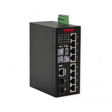 ROLINE tööstuslik Gigabit kommutaator, 10 porti, PoE+, hallatav, 240W