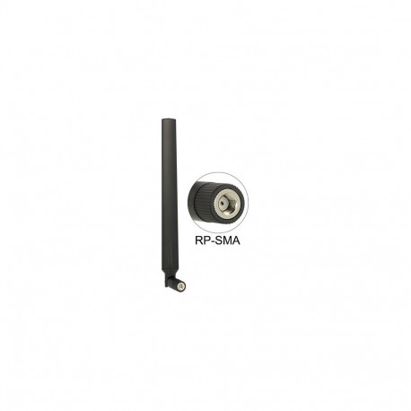 "DELOCK Antenne WLAN RP-SMA 802.11 ac/a/h/b/g/n 4 - 7 dBi omni Gelenk schwarz rotateable version"