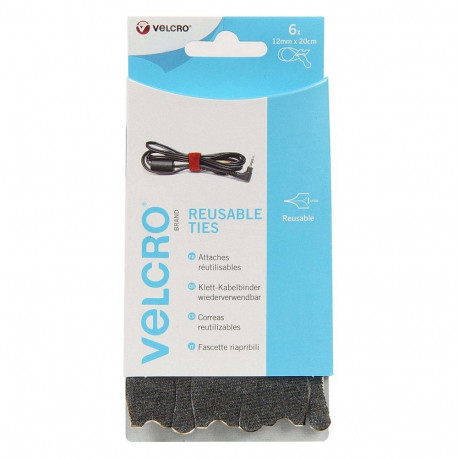 VELCRO ONE-WRAP korduvkasutatavad takjaribad 12mm x 20cm x 6 must