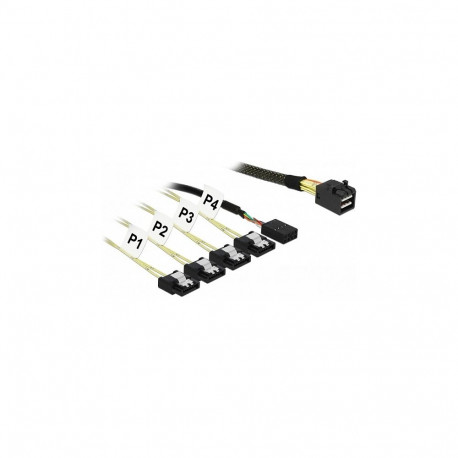 "DeLock Mini SAS HD SFF-8643 > 4 x SATA 7 Pin + Sideband 1 m Metall"