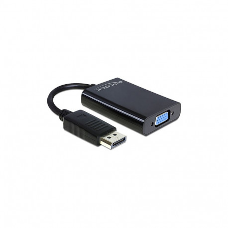 Delock DisplayPort 1.1 isas - VGA emas + heli adapterkaabel, 21 cm, must