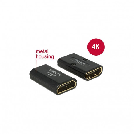 Delock adapter High Speed HDMI koos Ethernetiga - HDMI-A pesa > HDMI-A pesa 4K soomuundur must
