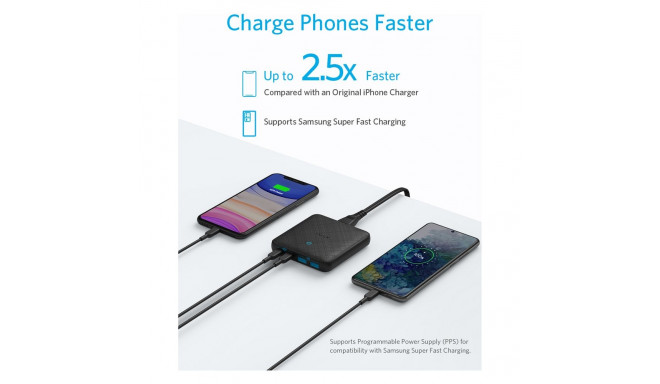 "Anker 543 PowerPort Atom III Charger 65W Slim 4-Port GaN 1 x USB-C 45W 1 x USB-C 20W 2 x USB-A"