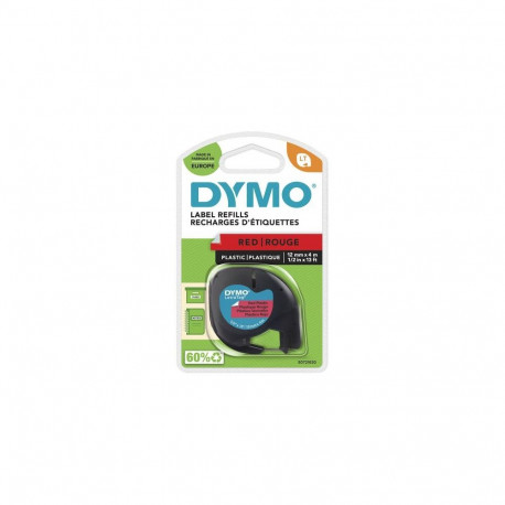 DYMO Branded LetraTag Plastic Labels | 12 mm x 4 m Roll | Black Print on Red Labels | MultipurposeSe
