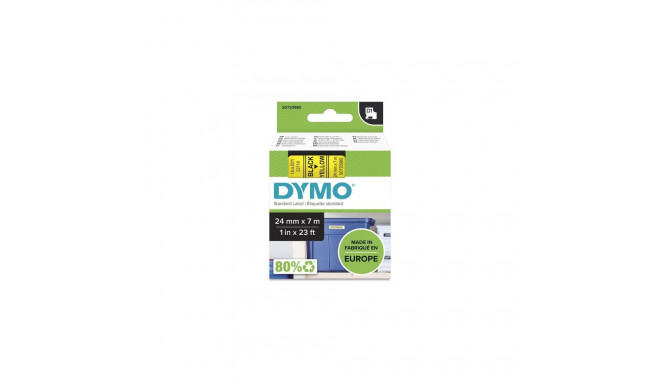DYMO Authentic D1 Labels | 24mm x 7m Roll | Black Print on Yellow | Self-Adhesive Labels for LabelMa