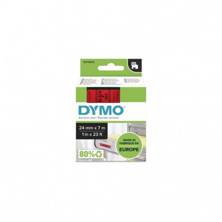 Dymo D1 - Selbstklebend - schwarz auf rot - Rolle (2,4 cm x 7 m)