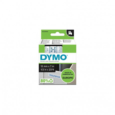 DYMO Authentic D1 Labels | Blue Print on White Tape | 12 mm x 7 m | Self-Adhesive Labels for LabelMa