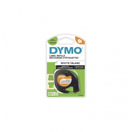 DYMO LetraTag Iron-On Fabric Labels | Authentic | 12 mm x 2 m Roll | Black Print on White | Iron-On 