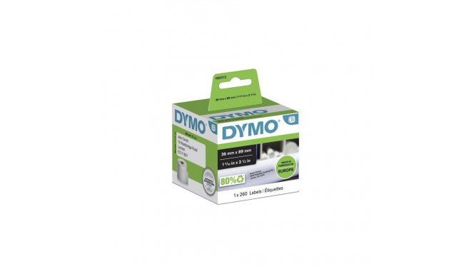 DYMO Authentic LabelWriter Large Address Labels | 36 mm x 89 mm | Roll of 260 | Black Print on White