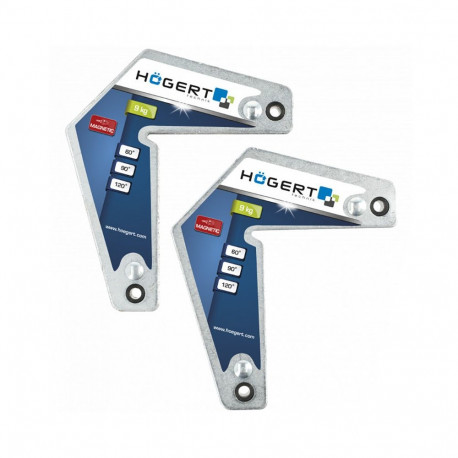 Hogert HT3B665 magnetic welding angle, 2 pcs, 9 kg, 60°/90°/120°, steel