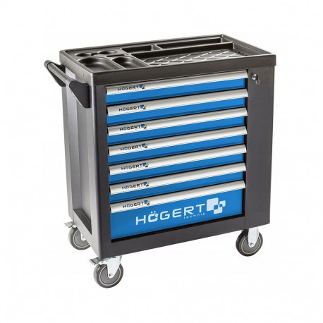 Hogert HT7G049 tool cabinet, 7 drawers, side door, 455x700x900mm, 6x50mm, 1x130mm, 15kg, 25kg, 5x1.2