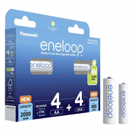 Rechargeable Battery - PANASONIC ENELOOP 4x AA 2000 mAh + 4x AAA 800 mAh