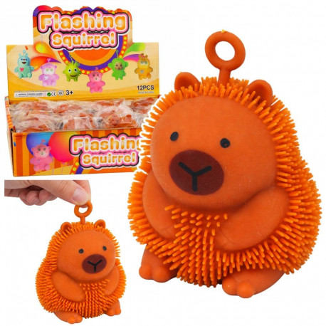 Sensoorne LED-tulega pruun pigistatav ja põrgatatav kapibaara-antistress-mänguasi