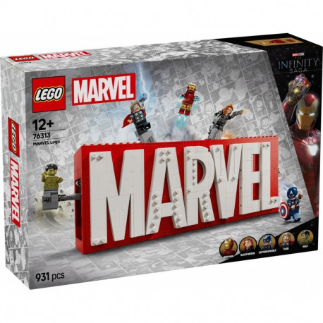 Klocki super heroes 76313 logo marvel z minifigurkami