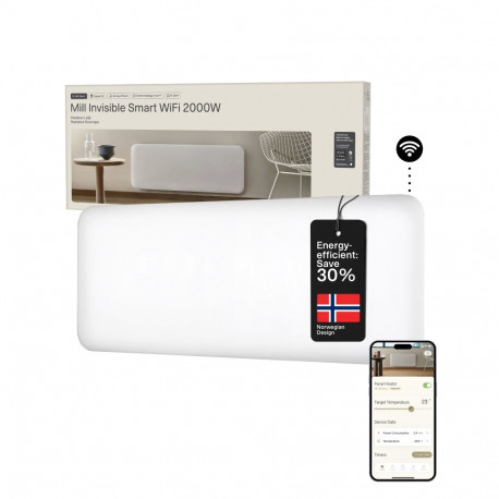 Mill Invisible Smart WiFi Heater | PA2000WIFI4 | Panel Heater | 2000 W | Suitable for rooms up to 24