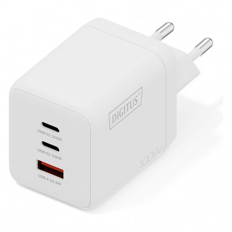 "DIGITUS USB GaN Charger 100W, 2x USB-C, 1x USB-A"