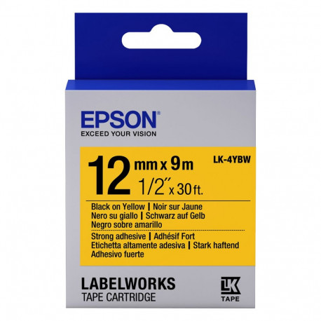 "Epson LabelWorks LK-4YBW - Black on Yellow - Roll (1.2 cm x 9 m)"