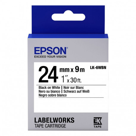 Epson LabelWorks LK-6WBN must valgel rull (2,4 cm x 9 m)