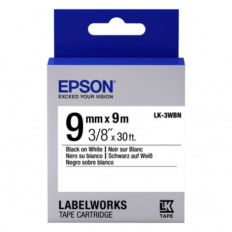 "Epson Etikettenkassette LK-3WBN - Standard - schwarz auf weiß - 9mmx9m"