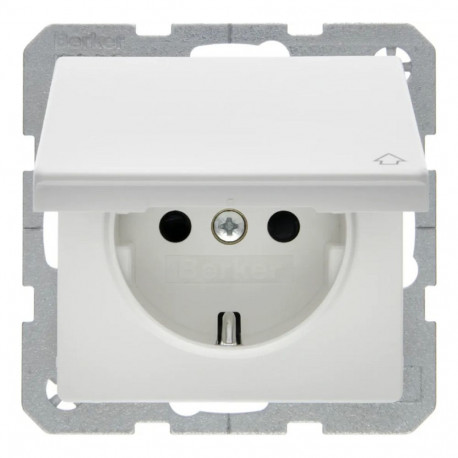 Berker 47516089 SCHUKO pistikupesa klapitava kaanega polaarvalge sametine