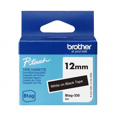 Brother BTAG-335 etiketiteip 12mmx4m valge/must