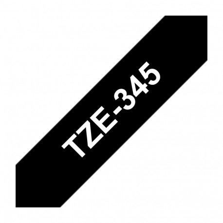 "Brother TZe-345 Schriftband 18mm x 8m, weiß auf schwarz, selbstklebend"