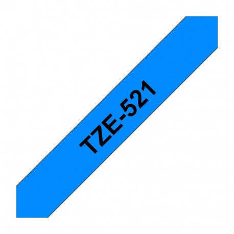 "Brother TZe-521 Schriftband 9mm x 8m, schwarz auf blau, selbstklebend"