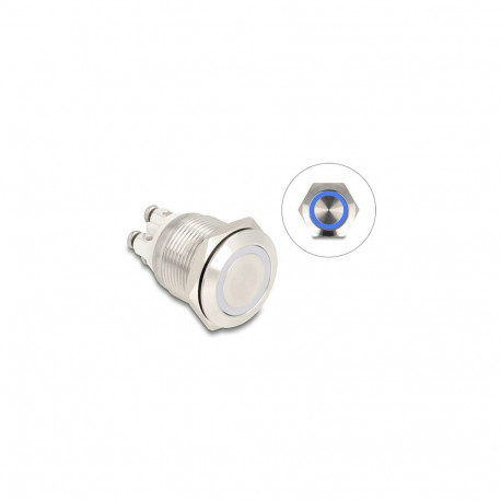 "Drucktaster zum Einbau 19 mm 4 x Schraubklemme LED tastend blau"