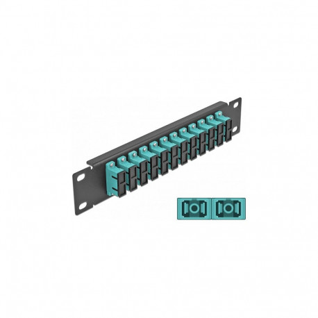 10" LWL patch-paneel 12 pordiga SC Duplex aqua 1 HE, must