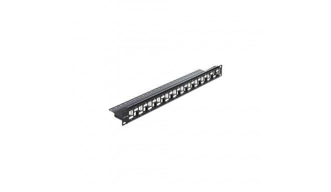 "19"" Keystone Patchpanel 24 Port abgestuft schwarz"