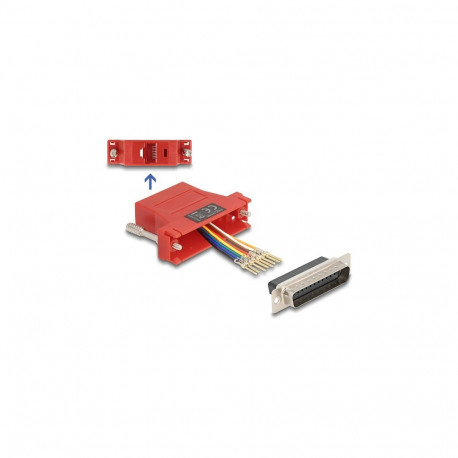 D-Sub 25 kontaktiga pistiku RJ45 pesa paigalduskomplekt, punane