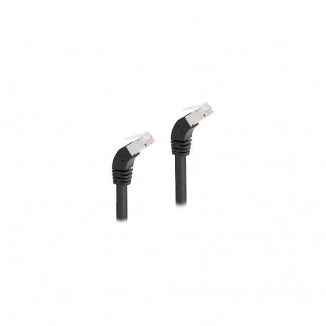"Delock RJ45 Netzwerkkabel Cat.6A S/FTP 45° nach unten gewinkelt 0,5 m schwarz"