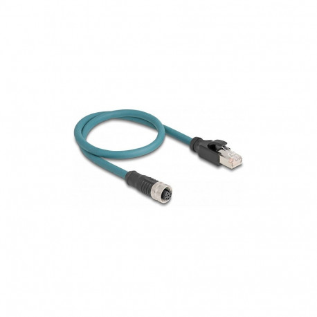 Delock M12 adapterkaabel A-koodiga 8-pin pesa - RJ45 pistik 50 cm
